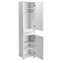Bathroom tall cabinet with two doors and one drawer 45x38x187 cm White Glossy - Velco Luxury Line