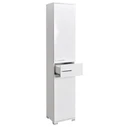 Bathroom tall cabinet with two doors and one drawer 45x38x187 cm White Glossy - Velco Luxury Line