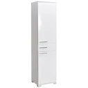 Bathroom tall cabinet with two doors and one drawer 45x38x187 cm White Glossy - Velco Luxury Line