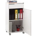 Velco Mobile shelving unit with door and drawer 50x40x100 cm White High-Gloss