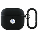BMW BMA4SSLBK Apple AirPods 4 cover Geniune Leather Silver Logo black