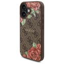 Guess GUHMP16SP4ROPEMCW Apple iPhone 16 hardcase 4G Flowers Print MagSafe brown