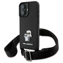 Karl Lagerfeld KLHCP16SSAKCPBK Apple iPhone 16 hardcase Saffiano Karl&Choupette Metal Pin CBDY Strap black