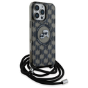 Karl Lagerfeld KLHMP16LHCKCKLCK Apple iPhone 16 Pro hardcase IML Crossbody Monogram Karl & Choupette Head MagSafe black