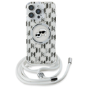 Karl Lagerfeld KLHMP16LHCKCKLCT Apple iPhone 16 Pro hardcase IML Crossbody Monogram Karl & Choupette Head MagSafe transparent