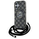 Karl Lagerfeld KLHMP16SHCKCKLCK Apple iPhone 16 hardcase IML Crossbody Monogram Karl & Choupette Head MagSafe black