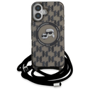 Karl Lagerfeld KLHMP16SHCKCKLCK Apple iPhone 16 hardcase IML Crossbody Monogram Karl & Choupette Head MagSafe black