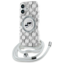 Karl Lagerfeld KLHMP16SHCKCKLCT Apple iPhone 16 hardcase IML Crossbody Monogram Karl & Choupette Head MagSafe transparent