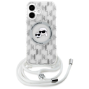 Karl Lagerfeld KLHMP16SHCKCKLCT Apple iPhone 16 hardcase IML Crossbody Monogram Karl & Choupette Head MagSafe transparent
