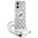 Karl Lagerfeld KLHMP16SHCKCKLCT Apple iPhone 16 hardcase IML Crossbody Monogram Karl & Choupette Head MagSafe transparent