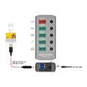 USB Hub DeLOCK 5x με διακόπτες 63262, 3.2, Gen 1, 5Gbps, 2.4A, γκρι