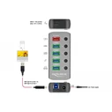 USB Hub DeLOCK 5x + 1x Type-C PD με διακόπτες 63263, 5Gbps, 2.4A, γκρι