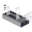 USB Hub Delock 7x με διακόπτες 63669, USB 3.0, 5Gbps, LED, γκρι