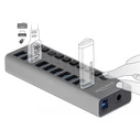 USB Hub Delock 10x με διακόπτες 63670, USB 3.0, 5Gbps, LED, γκρι
