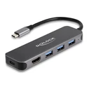 USB Hub Delock -C 64171, 3x USB 5Gbps, HDMI 4K, USB-C PD 85W, γκρι