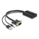 Αντάπτορας HDMI Delock σε VGA & 3.5mm/USB 64172, 1080p, 25cm, μαύρος