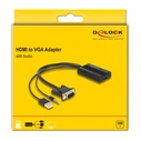 Αντάπτορας HDMI Delock σε VGA & 3.5mm/USB 64172, 1080p, 25cm, μαύρος