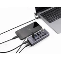 USB Hub Delock 64248 Με Διακόπτες, 5X Θυρών, 5Gbps, Usb/USB-C Σύνδεση, Γκρι