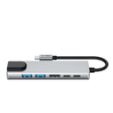 Tech-Protect HB02 HUB Adapter 6in1 USB-C + USB-A 2.0 + USB-A 3.0 + HDMI 4K30Hz + Ethernet RJ45 + PD 100W Space Grey