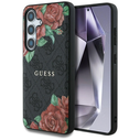 Guess Leather 4G Flowers Print Metal Classic Logo MagSafe Samsung Galaxy S25 black