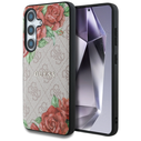 Guess Leather 4G Flowers Print Metal Classic Logo MagSafe Samsung Galaxy S25 pink