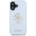 Guess Grained Big 4G Logo Small Classic Logo Apple iPhone 16 blue