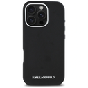 Karl Lagerfeld Saffiano Full Wrapped Elongated Metal Logo MagSafe Apple iPhone 16 Pro black