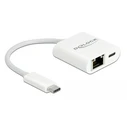 Αντάπτορας Δικτύου USB Delock -C σε RJ45 + USB-C 65402, 1000Mbps, 12cm, λευκός