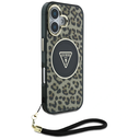 Guess HC IML Leopard Triangle Cord Strap Apple iPhone 16 MagSafe brown