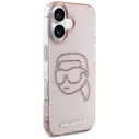 Karl Lagerfeld IML Rhinestones Karl Head Apple iPhone 16 pink
