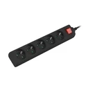 Πολύπριζο Lanberg 1.5m, Black, 5 Sockets, With Switch, Cable Made Of Solid Copper