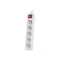 Πολύπριζο Lanberg 3m, White, 5 Sockets, With Switch, Cable Made Of Solid Copper