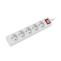 Πολύπριζο Lanberg 3m, White, 5 Sockets, With Switch, Cable Made Of Solid Copper