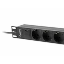 Πολύπριζο Ασφαλείας Lanberg Rack Pdu 10 1u 3x Schuko 2m 10a Black C14