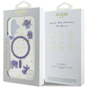 Case Guess Resin Flowers Glitter MagSafe for Apple iPhone 16 purple
