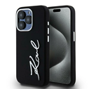 Karl Lagerfeld Silicone Metal Script Logo Apple iPhone 15 Pro Max black