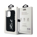 Karl Lagerfeld Silicone Metal Script Logo Apple iPhone 15 Pro Max black