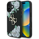 Guess Grained Roses Big 4G logo Apple iPhone 16 black