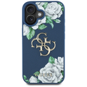 Guess Grained Roses Big 4G logo Apple iPhone 16 blue