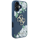 Guess Grained Roses Big 4G logo Apple iPhone 16 blue