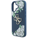 Guess Grained Roses Big 4G logo Apple iPhone 16 blue