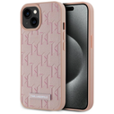 Karl Lagerfeld Leather Monogram Metal Logo MagSafe Apple iPhone 15 pink