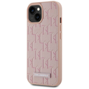 Karl Lagerfeld Leather Monogram Metal Logo MagSafe Apple iPhone 15 pink