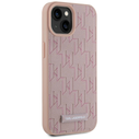 Karl Lagerfeld Leather Monogram Metal Logo MagSafe Apple iPhone 15 pink