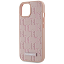 Karl Lagerfeld Leather Monogram Metal Logo MagSafe Apple iPhone 15 pink