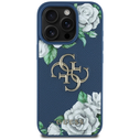 Guess Grained Roses Big 4G logo Apple iPhone 16 Pro Max blue