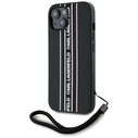 Karl Lagerfeld Saffiano Athleisure Stripes Cord Apple iPhone 15 black-pink