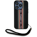 Karl Lagerfeld Saffiano Athleisure Stripes Cord Apple iPhone 15 Pro black-red