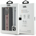 Karl Lagerfeld Saffiano Athleisure Stripes Cord Apple iPhone 15 Pro black-red