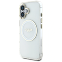 Guess IML Metal Colored Circle Classic Logo MagSafe Apple iPhone 16 white